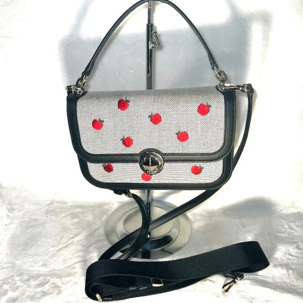 Kate Spade Audrey Orchard Toss Embroidered Apple  Crossbody Bag EUC